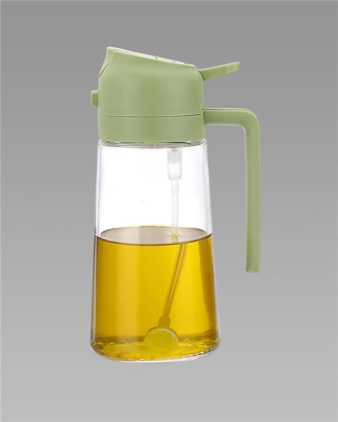 Glass Oil Sprayer and Dispenser Bottle, 500ml Capacity, 2-in-1 Design, Black